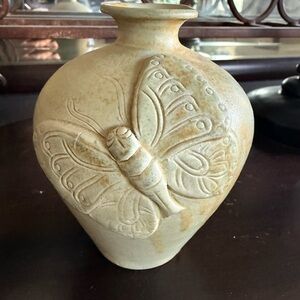 Butterfly Embossed Cream Vase